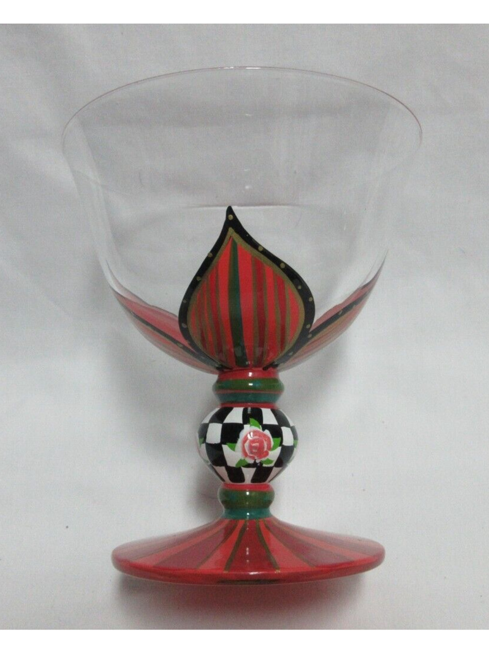1 Amber Rose Red Gold Sherbet Glass Black White Check Nanette Vacher Ambiance